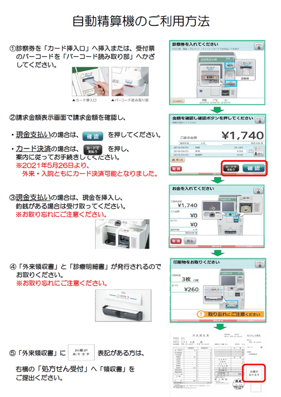 自動精算機のご利用方法